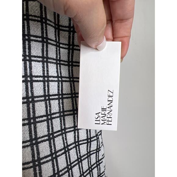 NWT Lisa Marie Fernandez Scalloped Checked Mini Dress Black & White Size: 8 - Picture 5 of 8